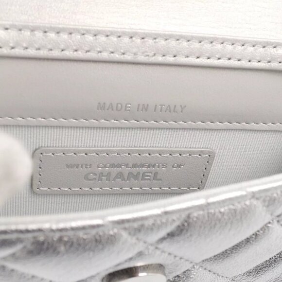 Chanel Silver Lambskin Straight Flap Chain Shoulder Bag - Picture 9 of 9